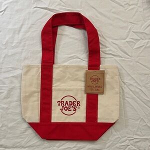 Trader Joe's Mini Canvas Tote Bag - Red & Natural